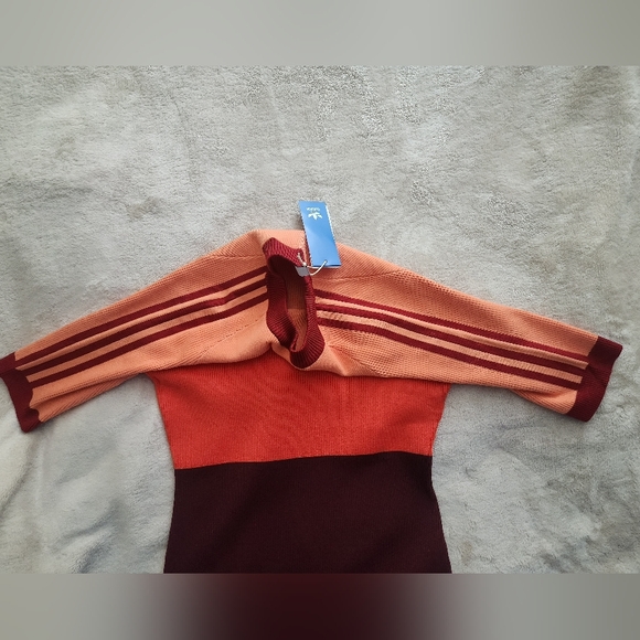 Adidas X KSENIASCHNAIDER Tricolor Knit Dress Coral Fusion/Bright Red/Shadow NWT - Picture 9 of 16